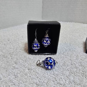 Women's Unbranded Blue & Silver Christmas Ornament Earrings One Size
